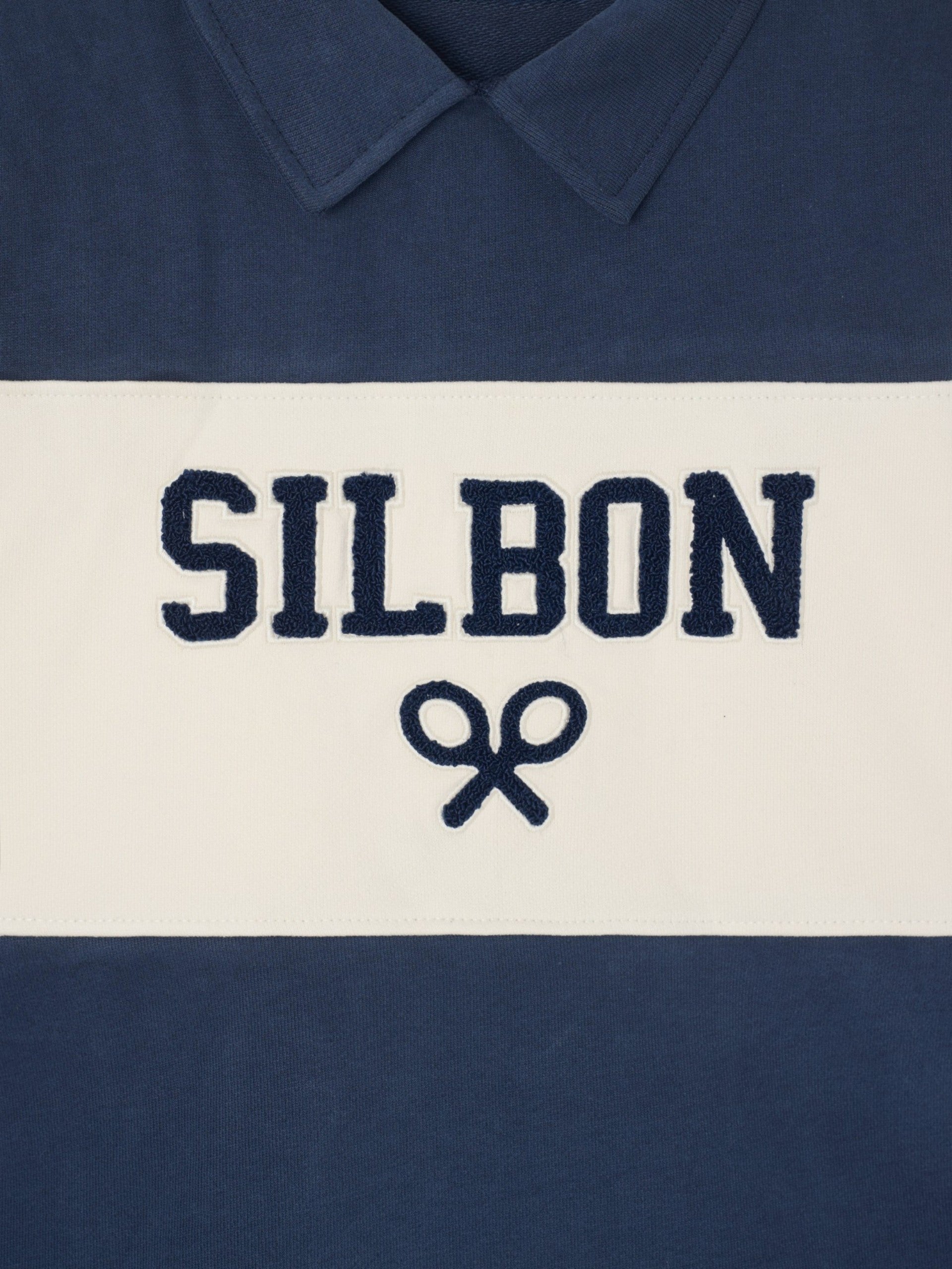 Sudadera kids cuello polo bloque azul marino