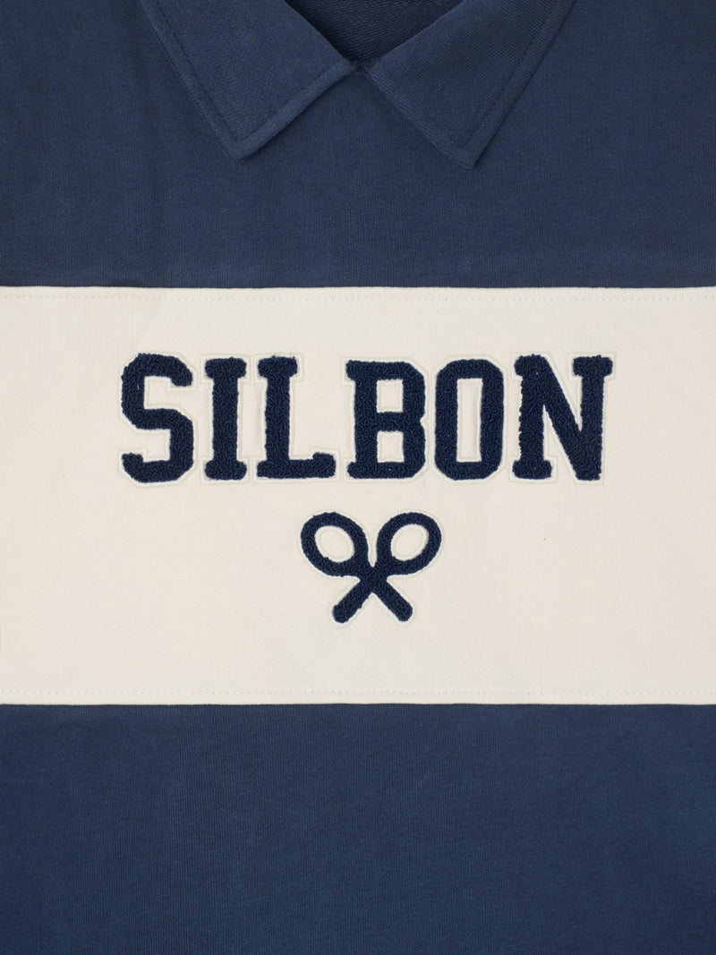 Sudadera kids cuello polo bloque azul marino
