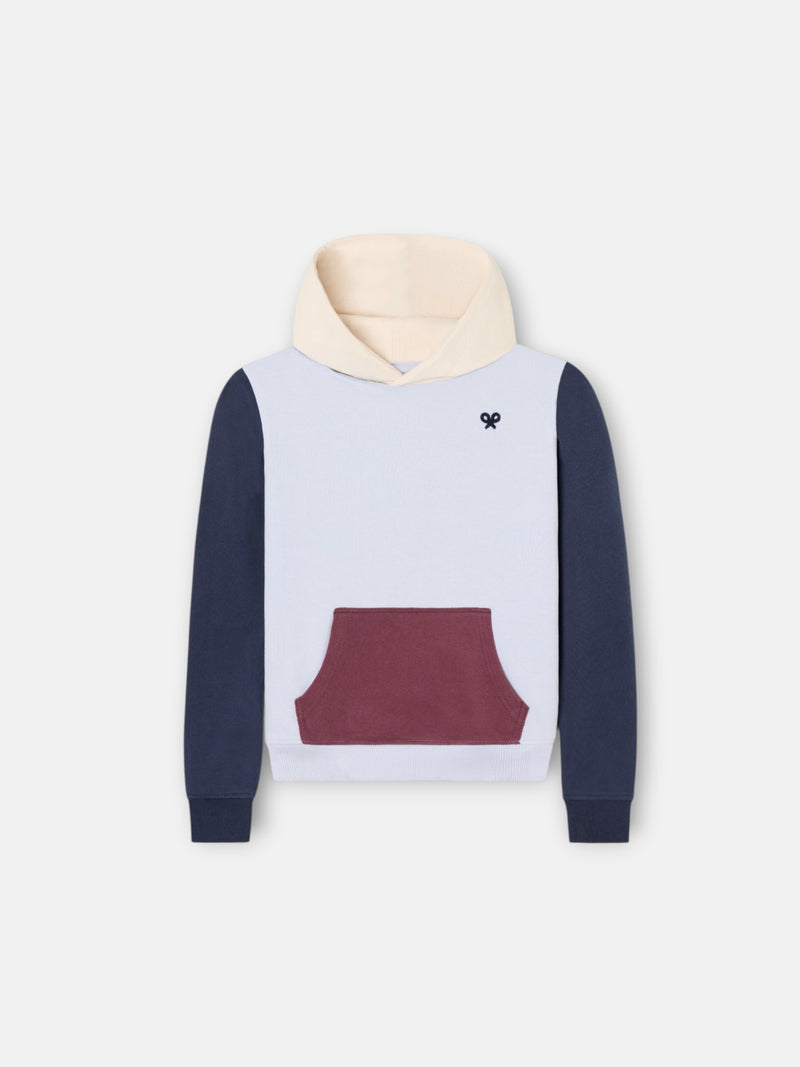 Sudadera kids capucha multicolor rizo azul