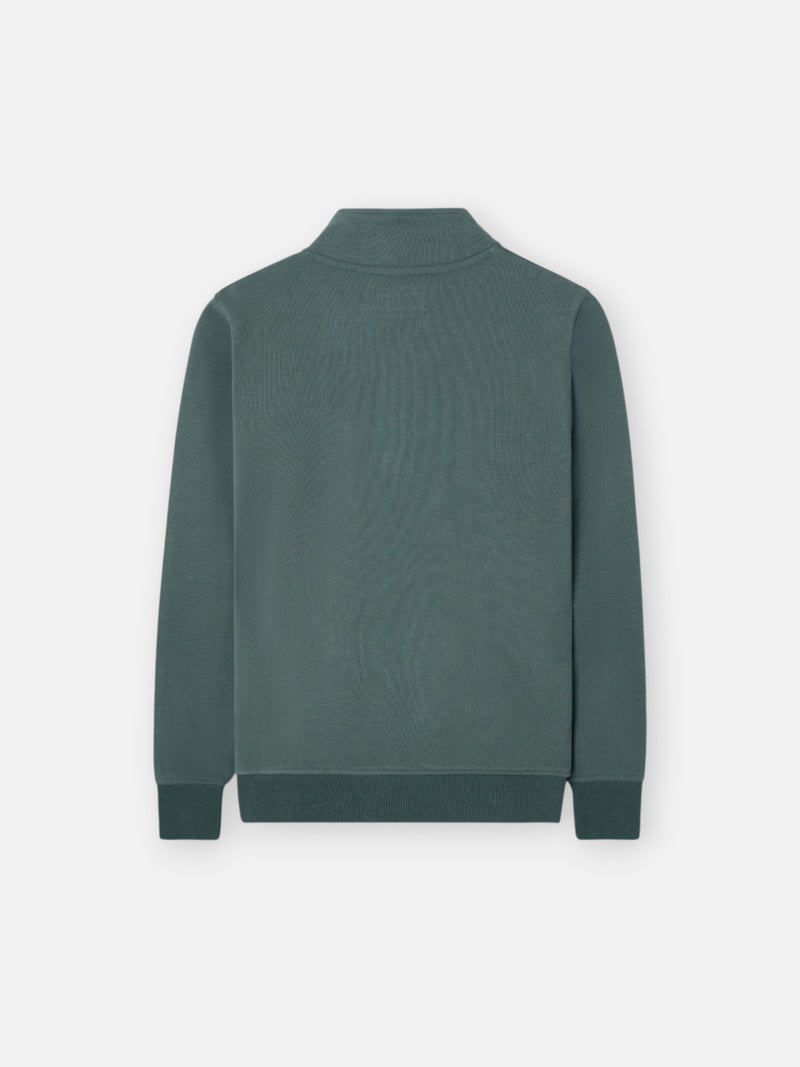 Kids half-zip sweatshirt smile dark green