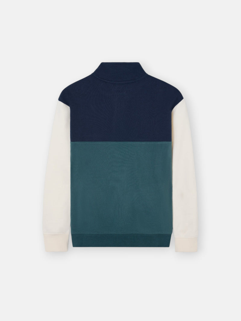Kids half-zip sweatshirt green color blocks