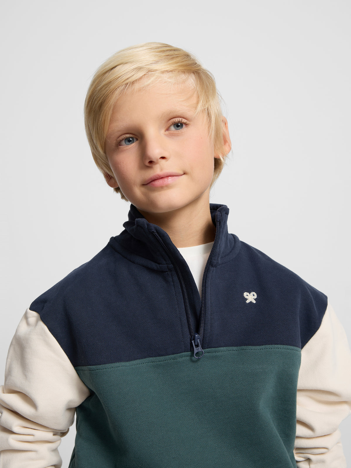 Sweatshirt kids meia fecho blocos verde