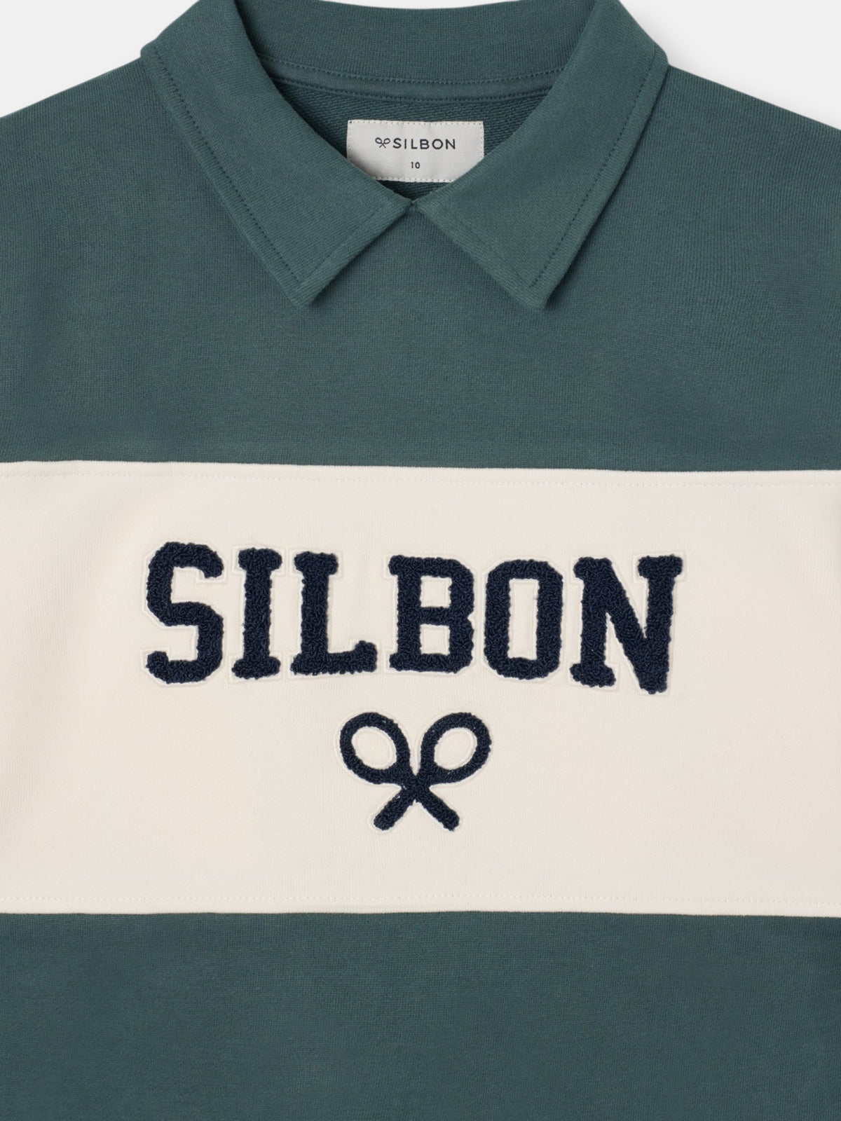 Sudadera kids cuello polo bloque verde oscuro