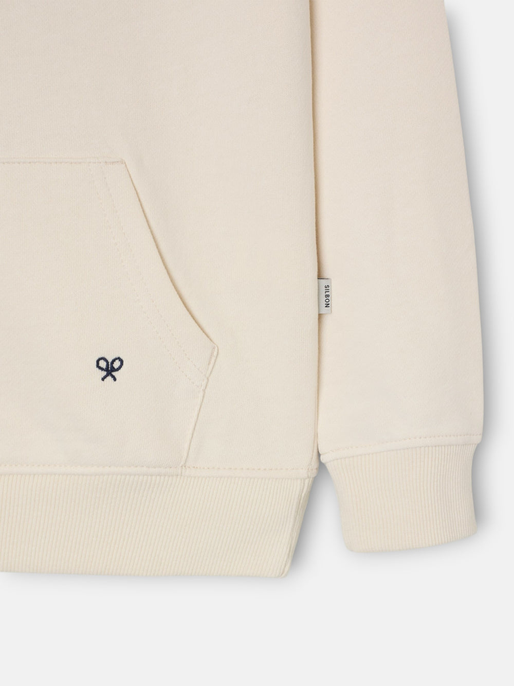 Sweatshirt kids com capuz e patch de contraste creme