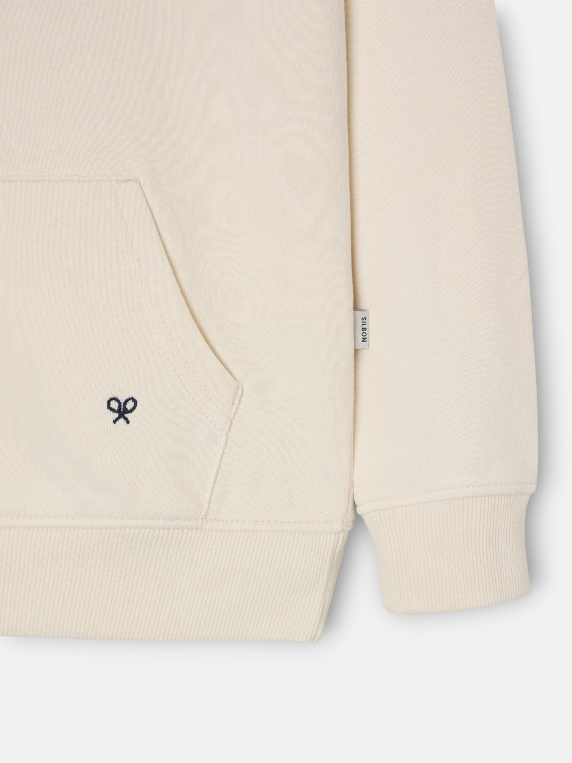 Sudadera kids capucha parche contraste crema