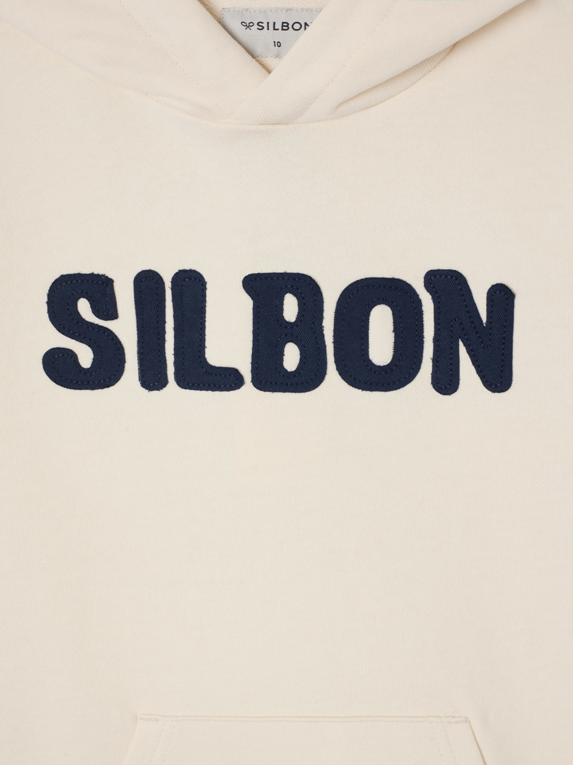 Sudadera kids capucha parche contraste crema