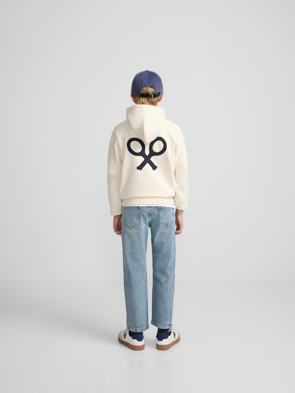 Sweat à capuche enfant avec patch contrastant crème