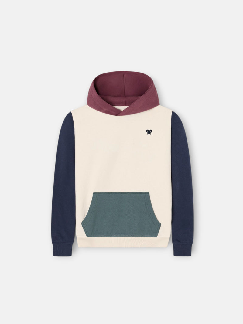 Sudadera kids capucha multicolor rizo crema
