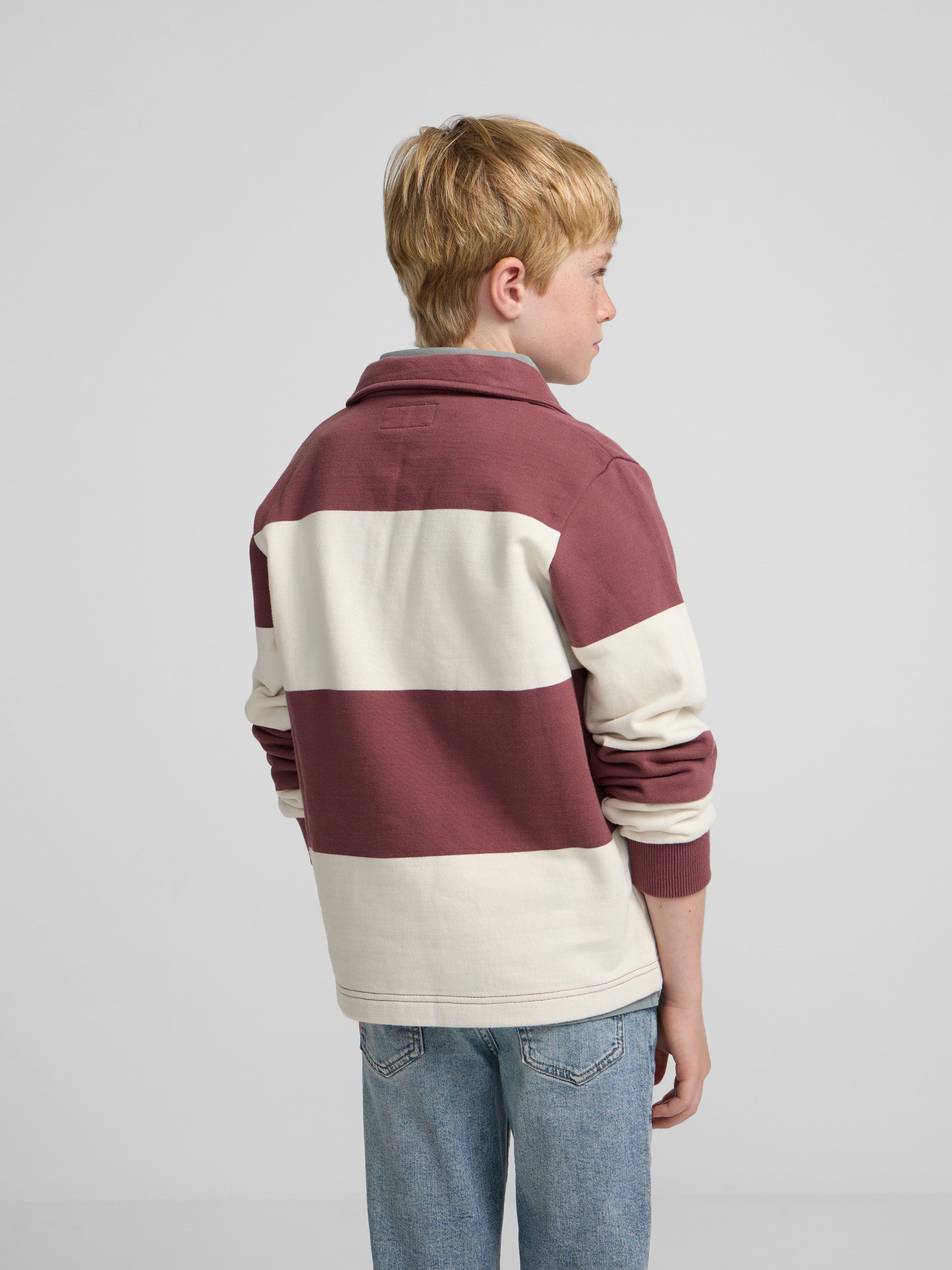 Sweat-shirt enfant col polo rayé smile bordeaux