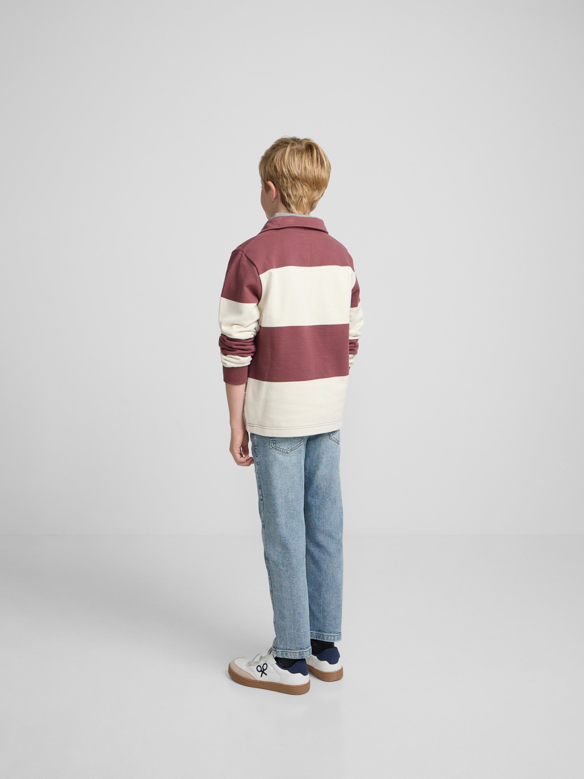 Sweat-shirt enfant col polo rayé smile bordeaux