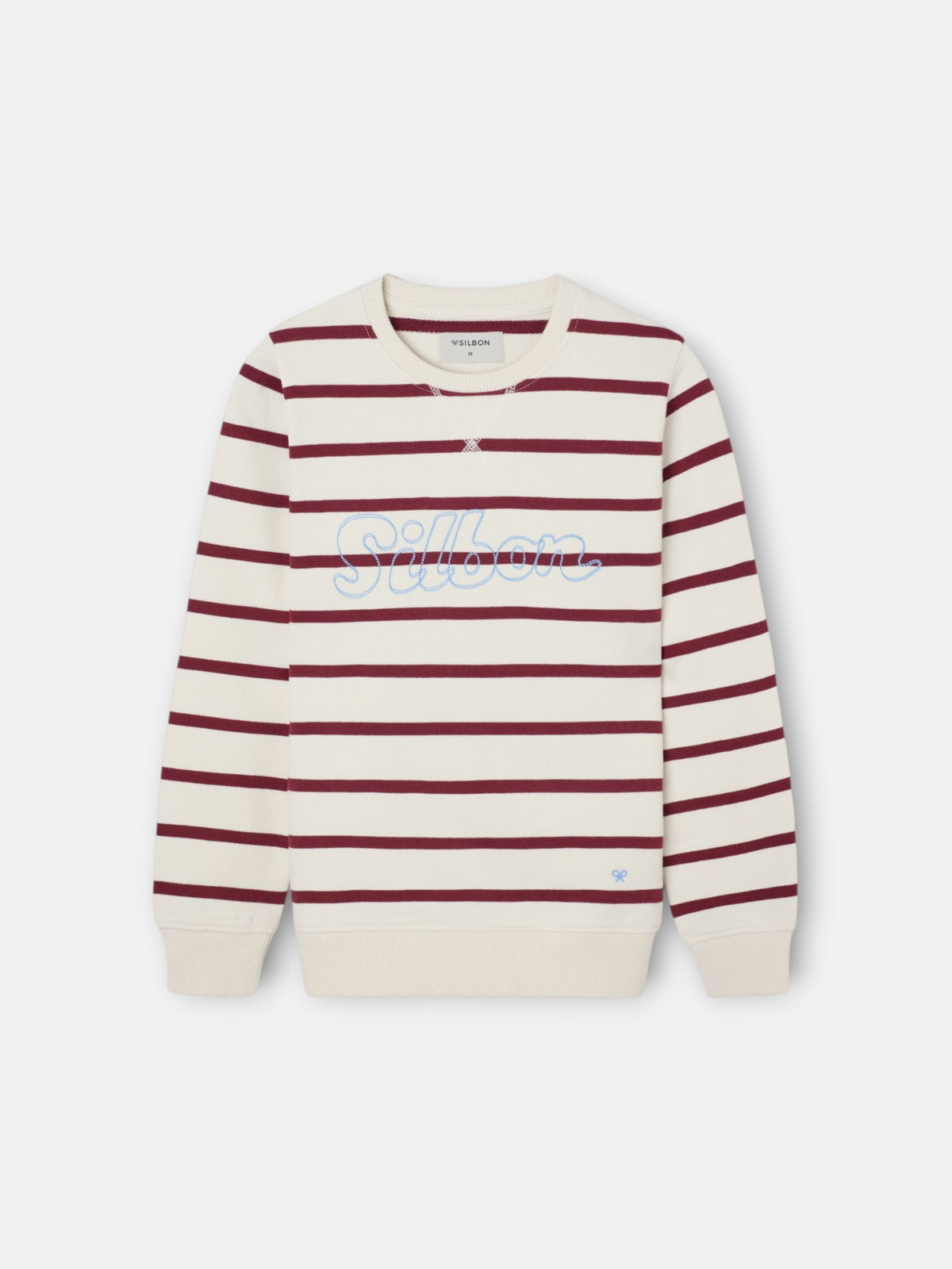 Sudadera kids raya fina stitching burdeos