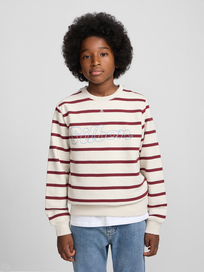 Sudadera kids raya fina stitching burdeos