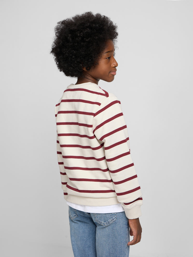 Sudadera kids raya fina stitching burdeos