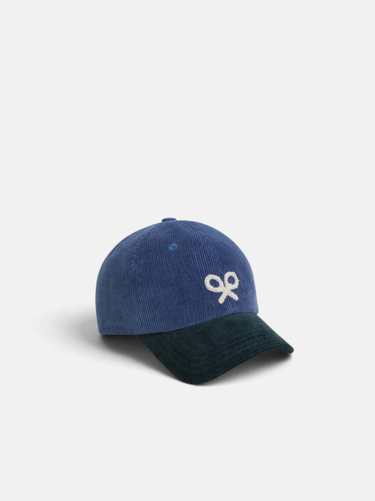 Casquette enfant en velours côtelé bicolore indigo vert