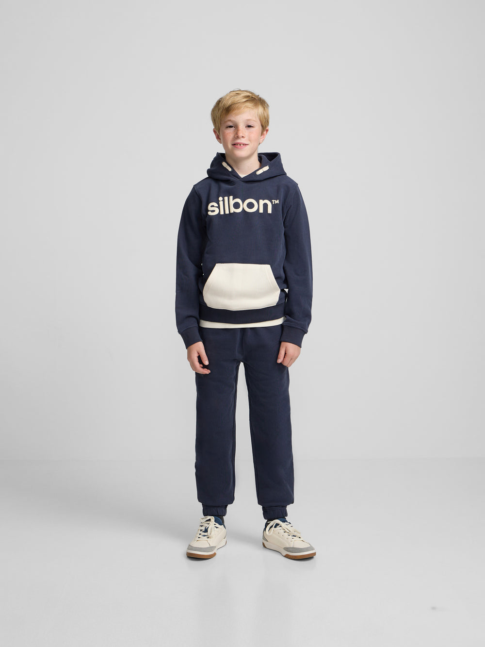 Sweat-shirt sportif pour enfants à capuche bleu marine