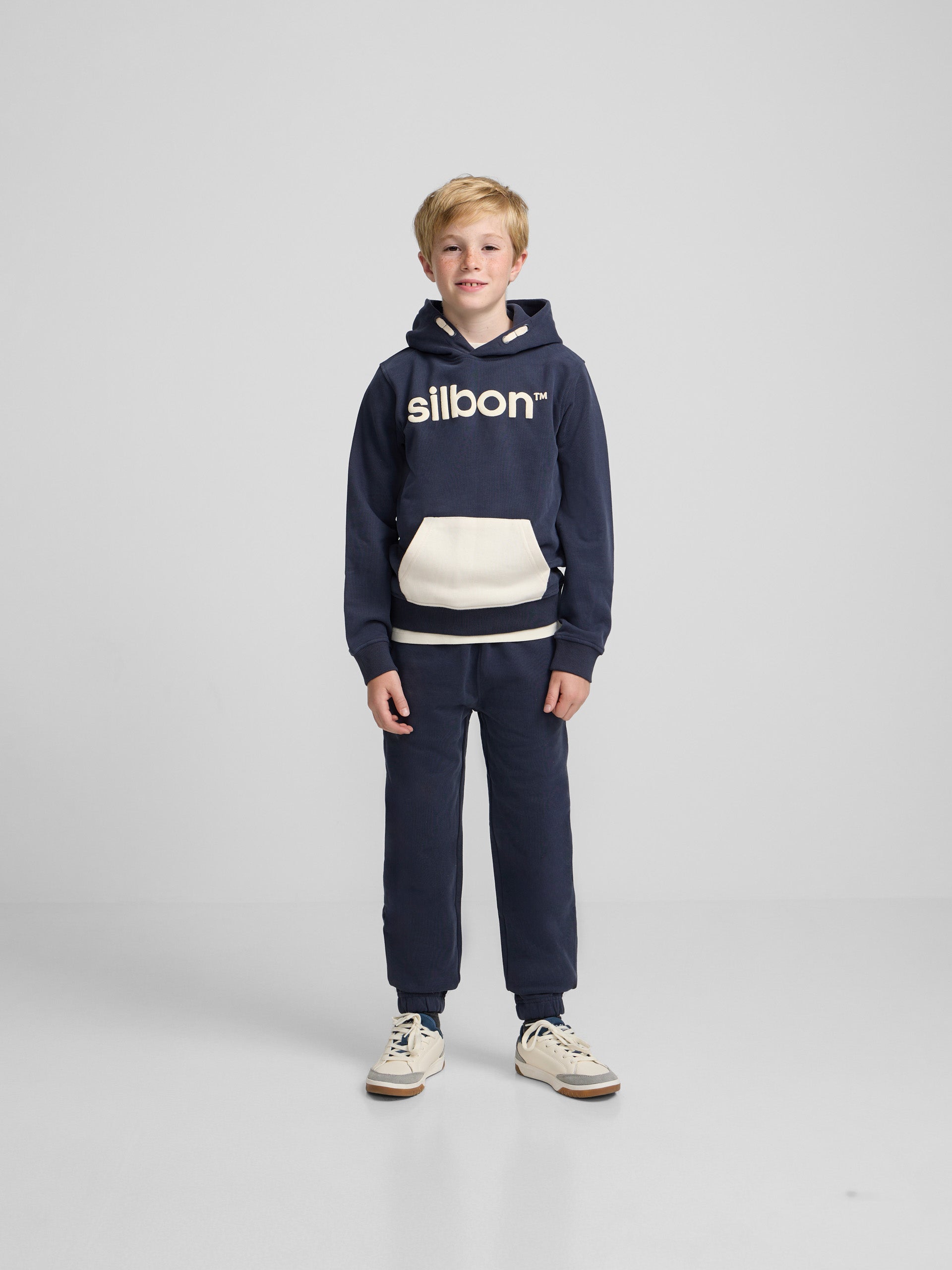 Sweat-shirt sportif pour enfants à capuche bleu marine