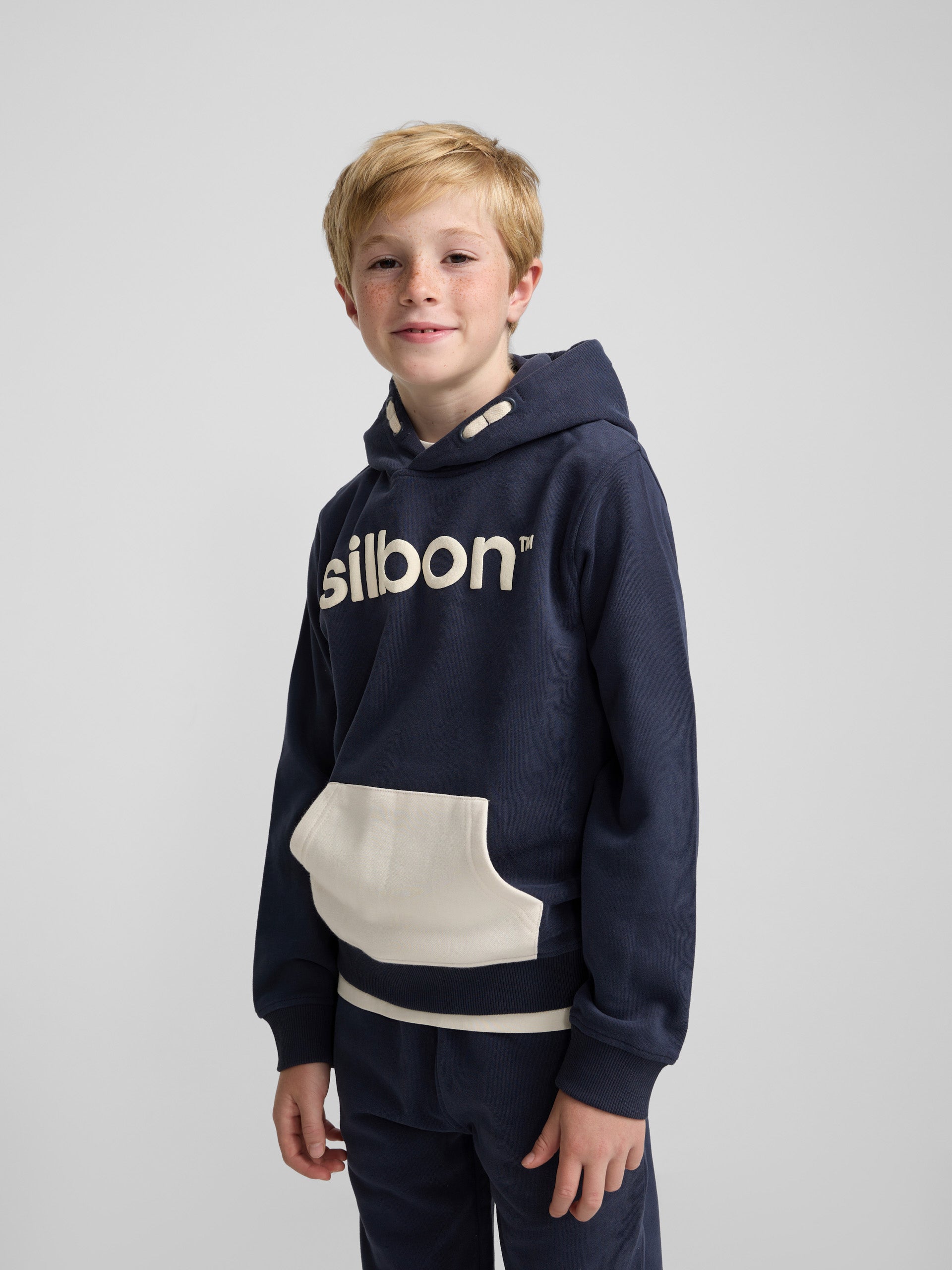 Sweat-shirt sportif pour enfants à capuche bleu marine