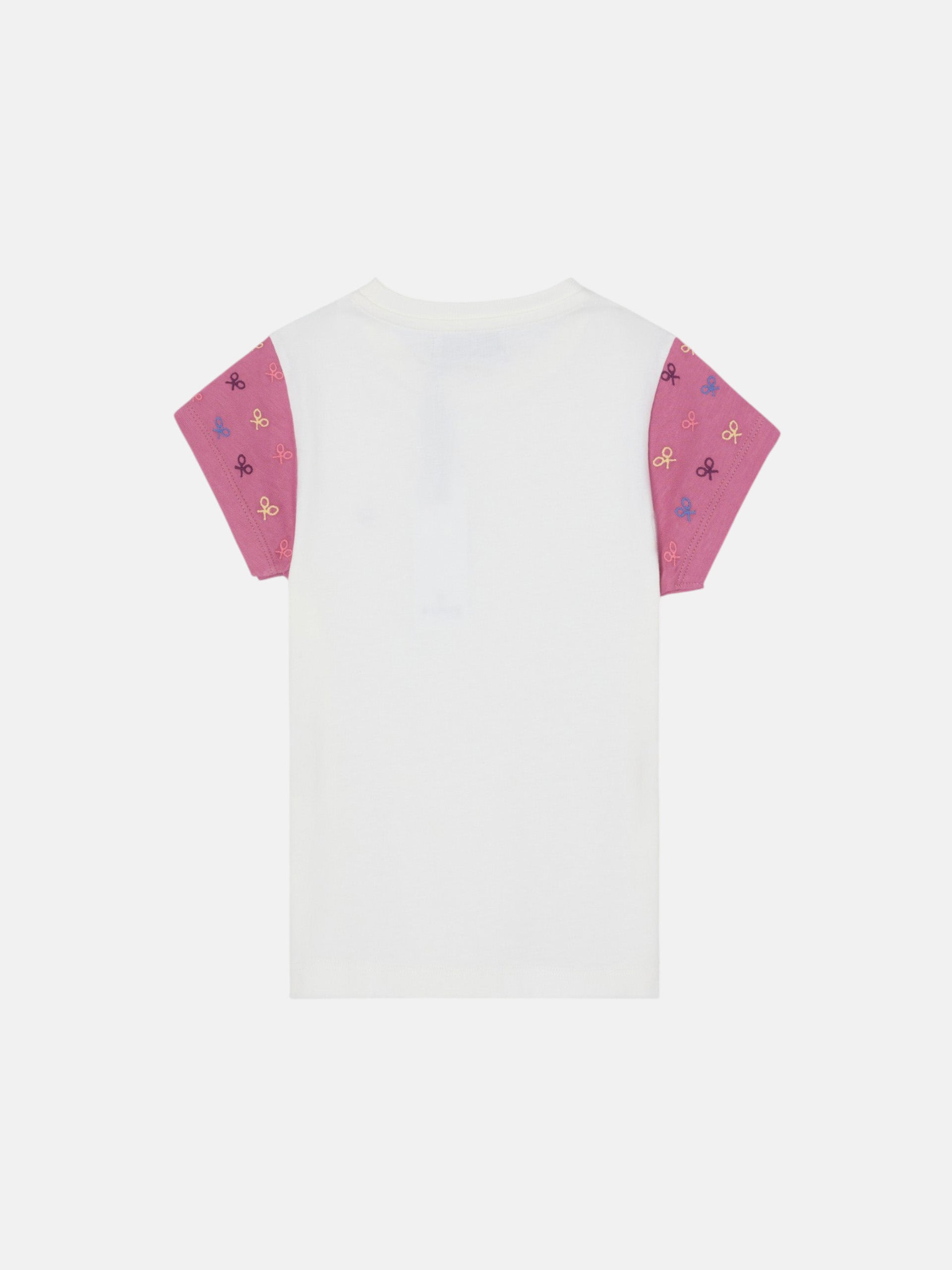 Girl's T-shirt, rackets pink sleeves white