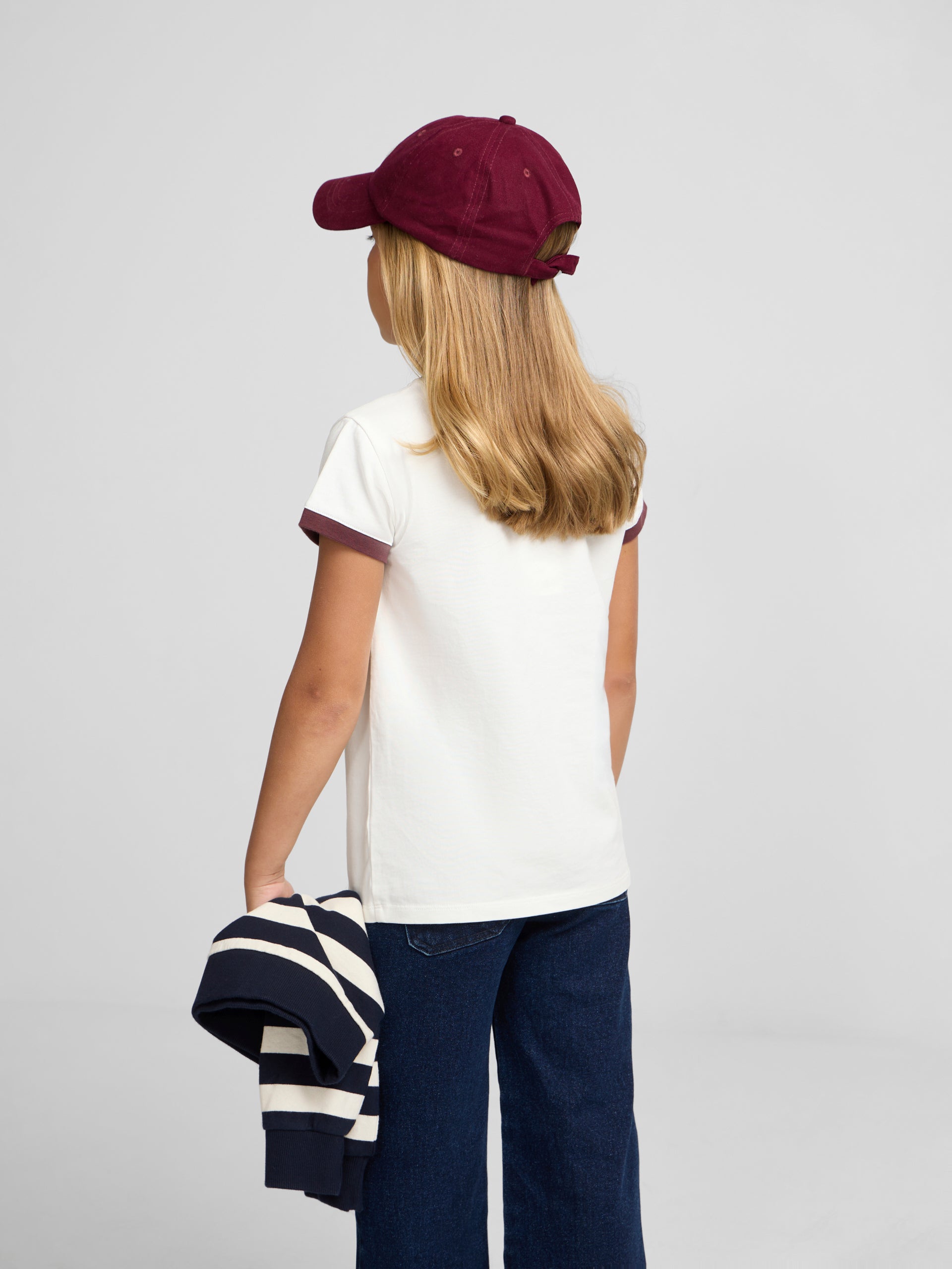 Camiseta girl silbon varsity crudo