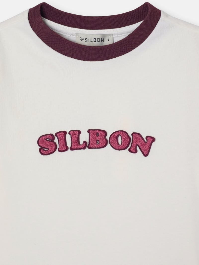 Camiseta girl silbon varsity crudo
