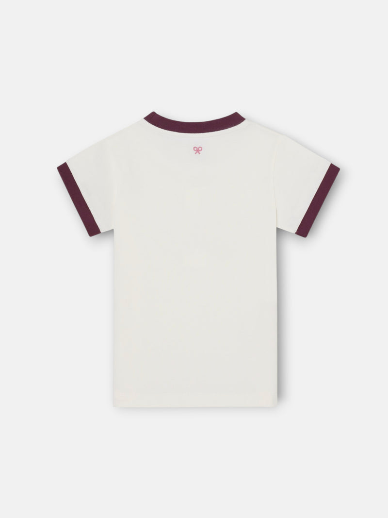 Camiseta girl silbon varsity crudo