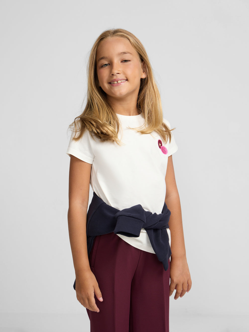 T-shirt girl patch raquetes branca