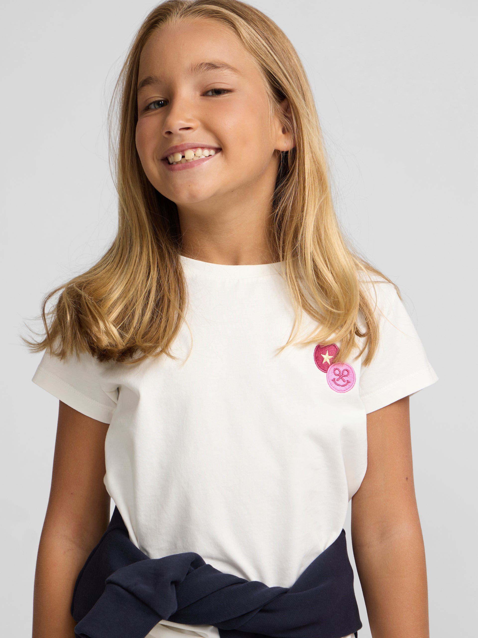 T-shirt girl patch raquetes branca