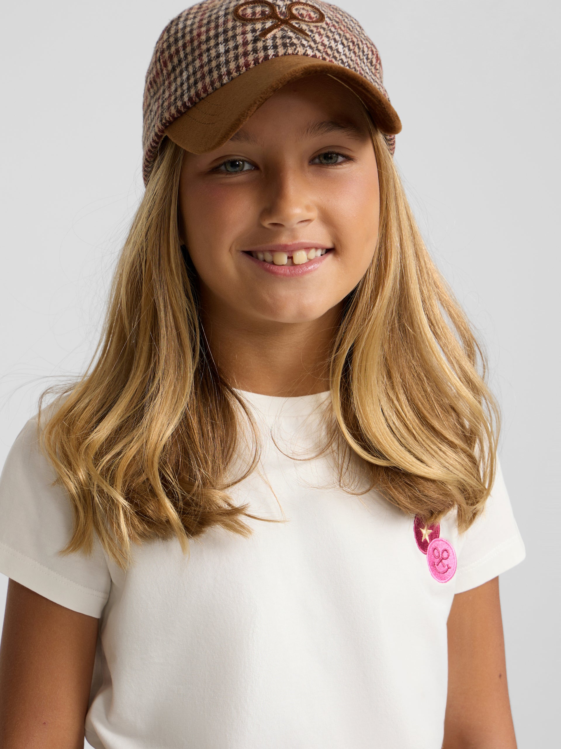 T-shirt girl patch raquetes branca
