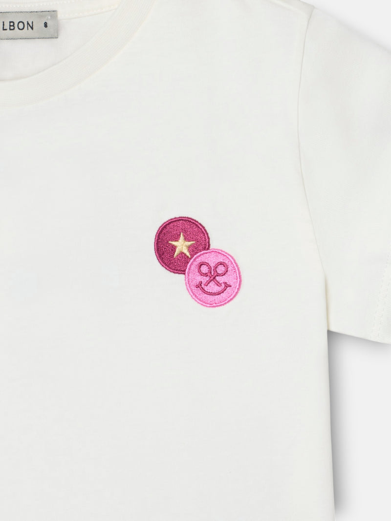 Camiseta girl parche raquetas blanca
