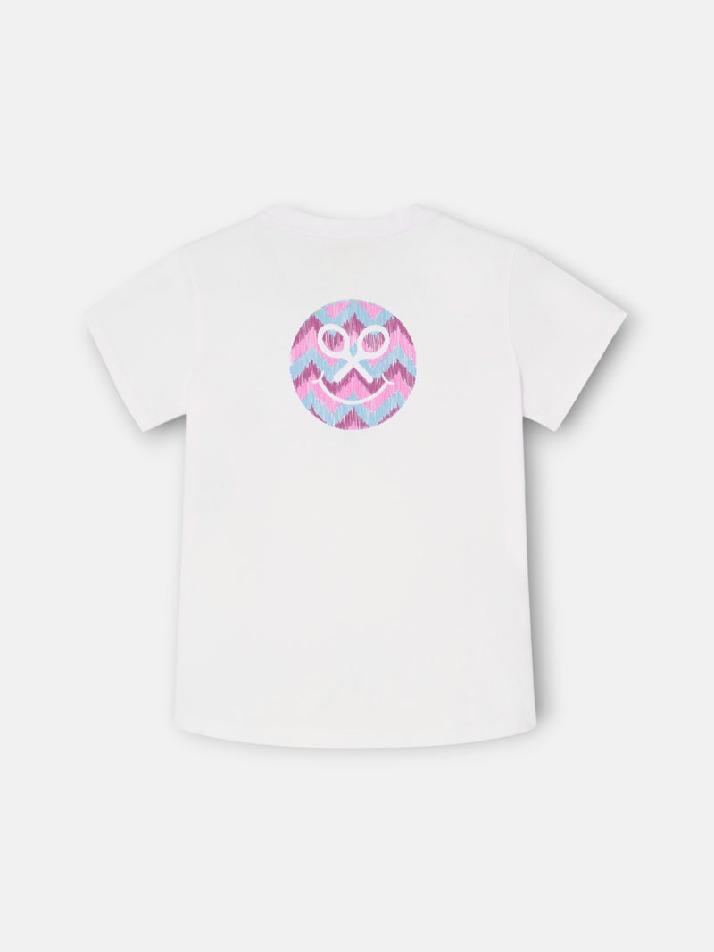 Camiseta girl parche raquetas blanca