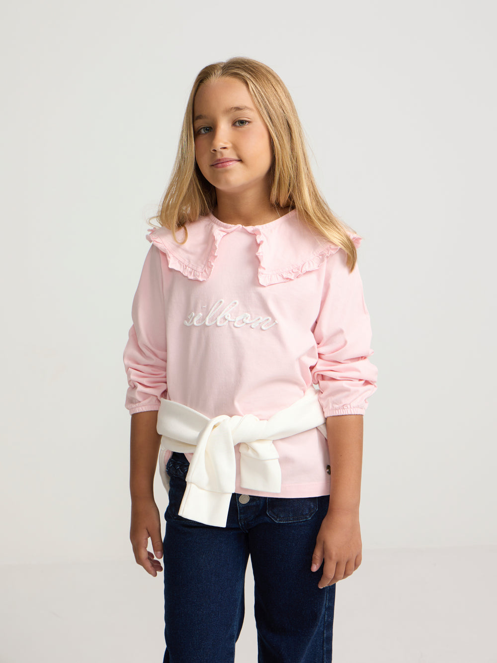 Camisola menina gola bobo rosa