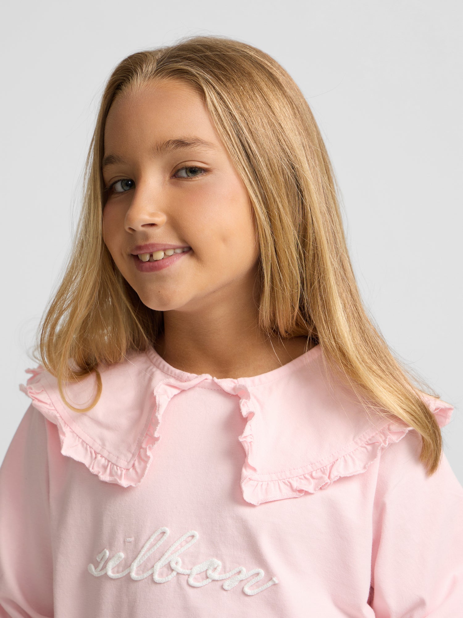 Camisola menina gola bobo rosa