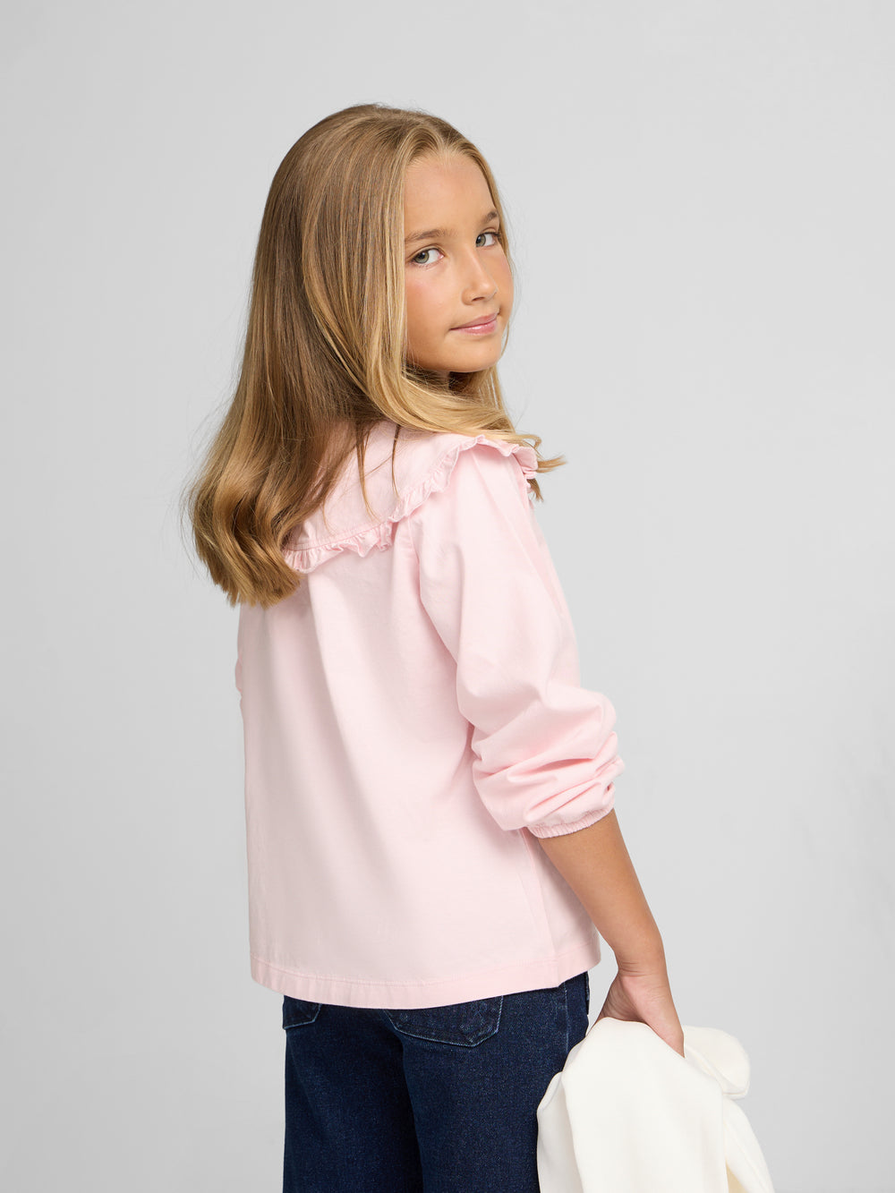 Camisola menina gola bobo rosa