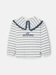 Camiseta girl cuello bobo rayas azul y blanco