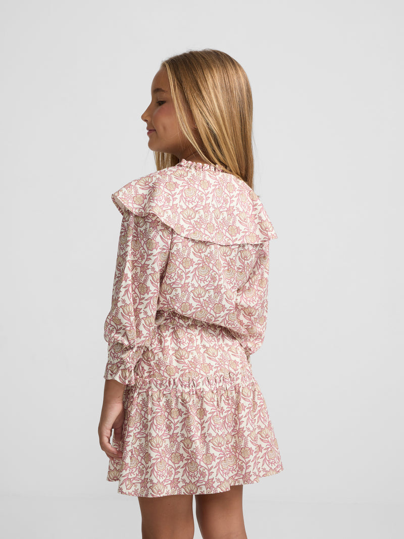 Blusa girl estampado flores rosa y blanco