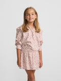 Blusa menina estampado flores rosa e branco