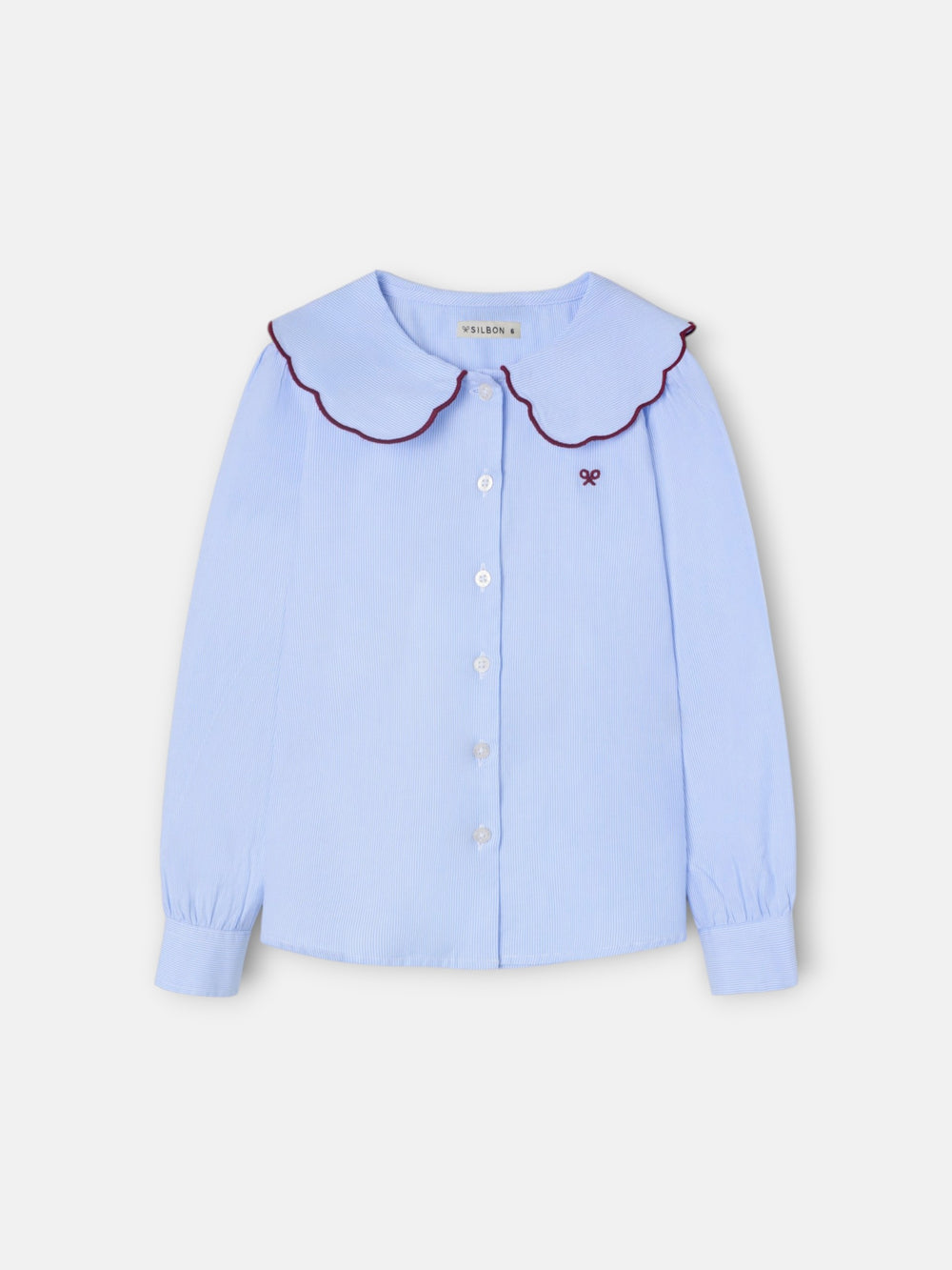 Girl's shirt with Peter Pan collar, light blue stripes