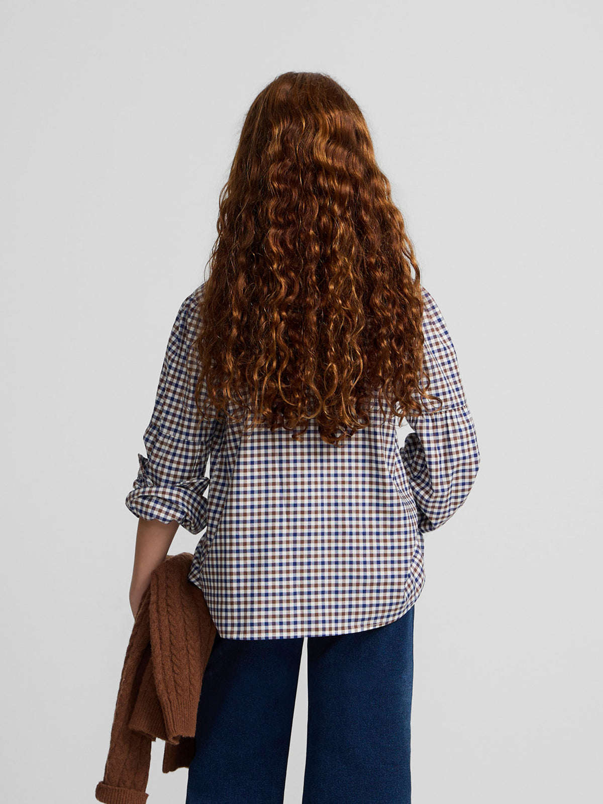 Camisa girl cuadros azul marino y blanco