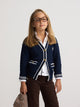 Cardigan fille collège blason bleu marine