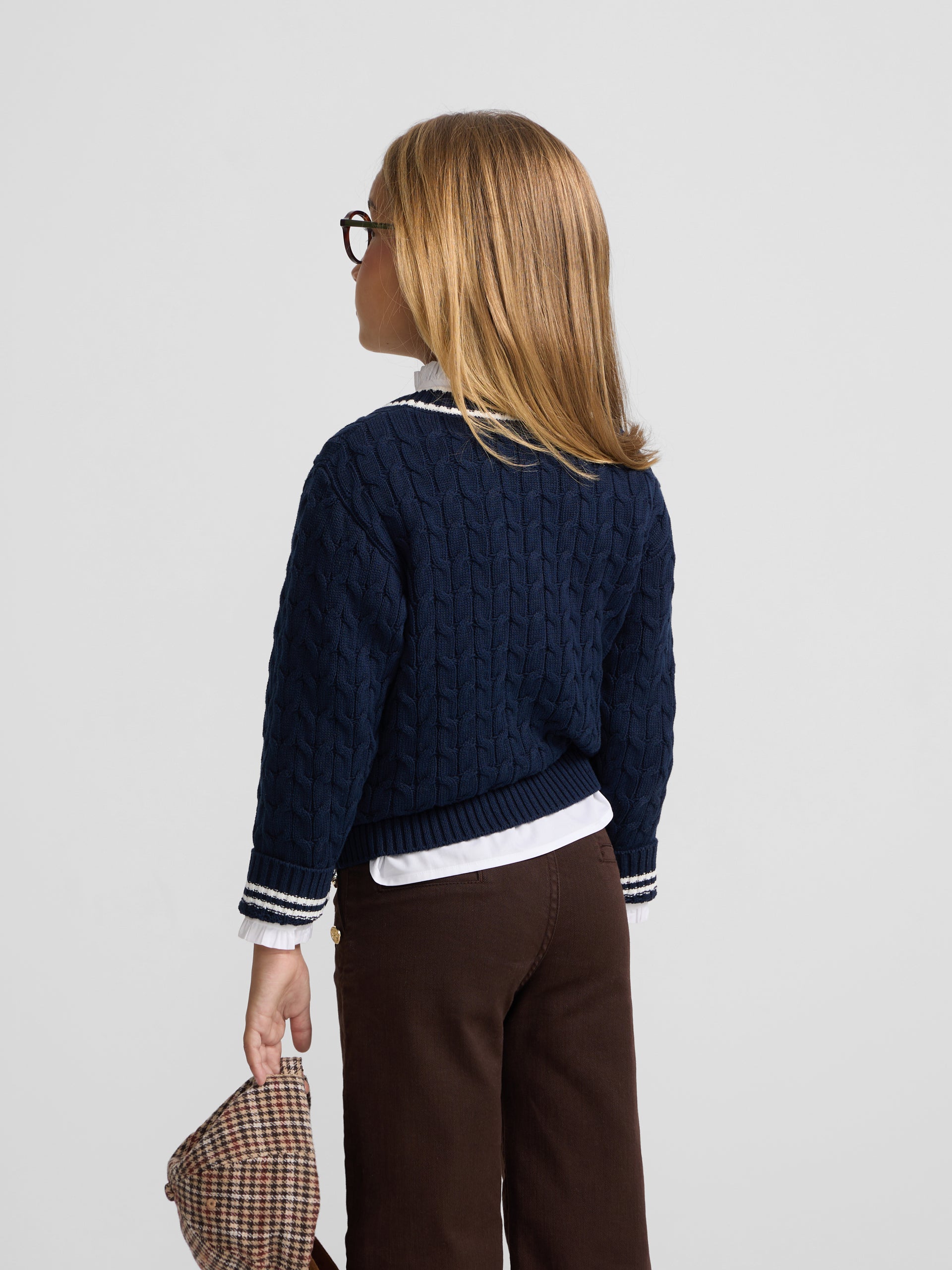 Cardigan fille collège blason bleu marine