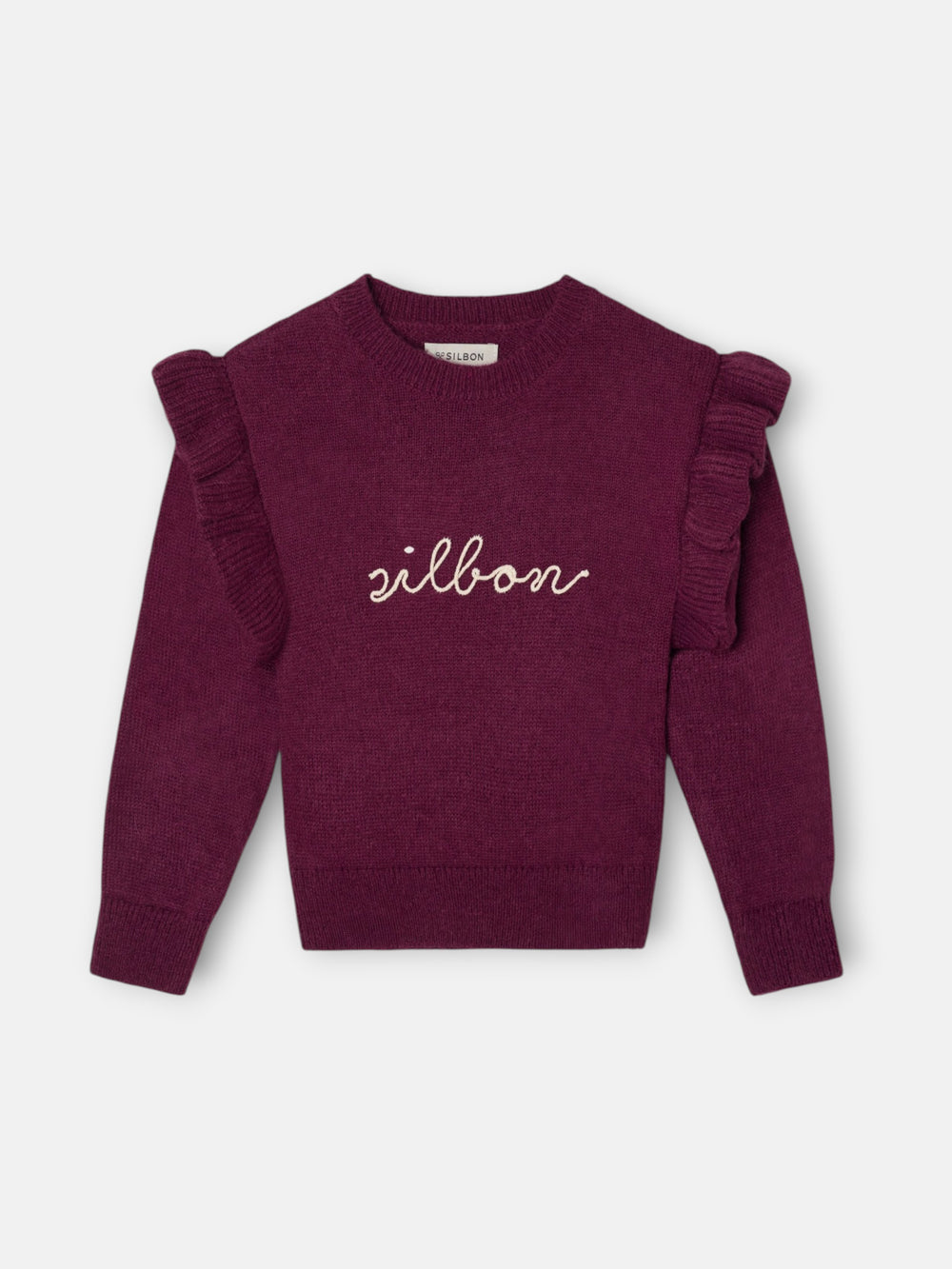 Jersey de menina com folhos silbon roxo