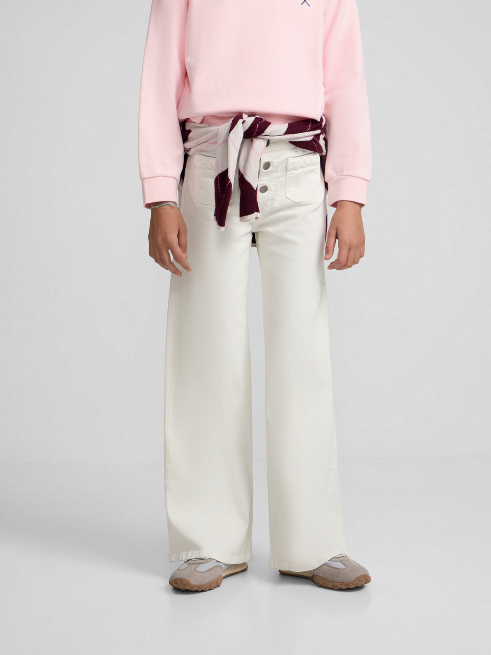 Pantalon girl bolsillos trenza hielo