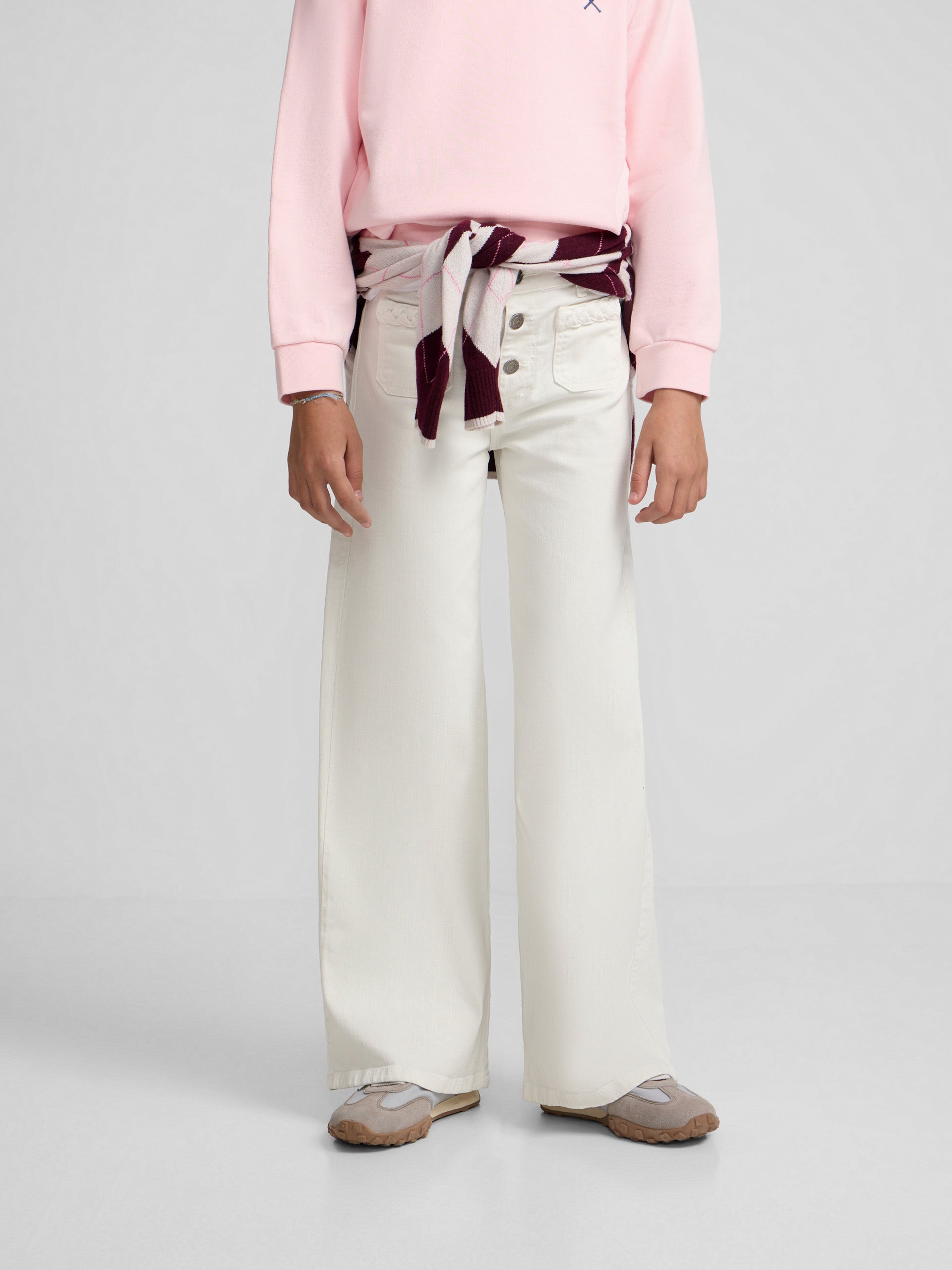 Pantalon girl bolsillos trenza hielo