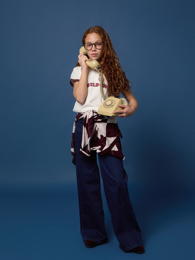 Pantalon girl bolsillo trenza denim oscuro