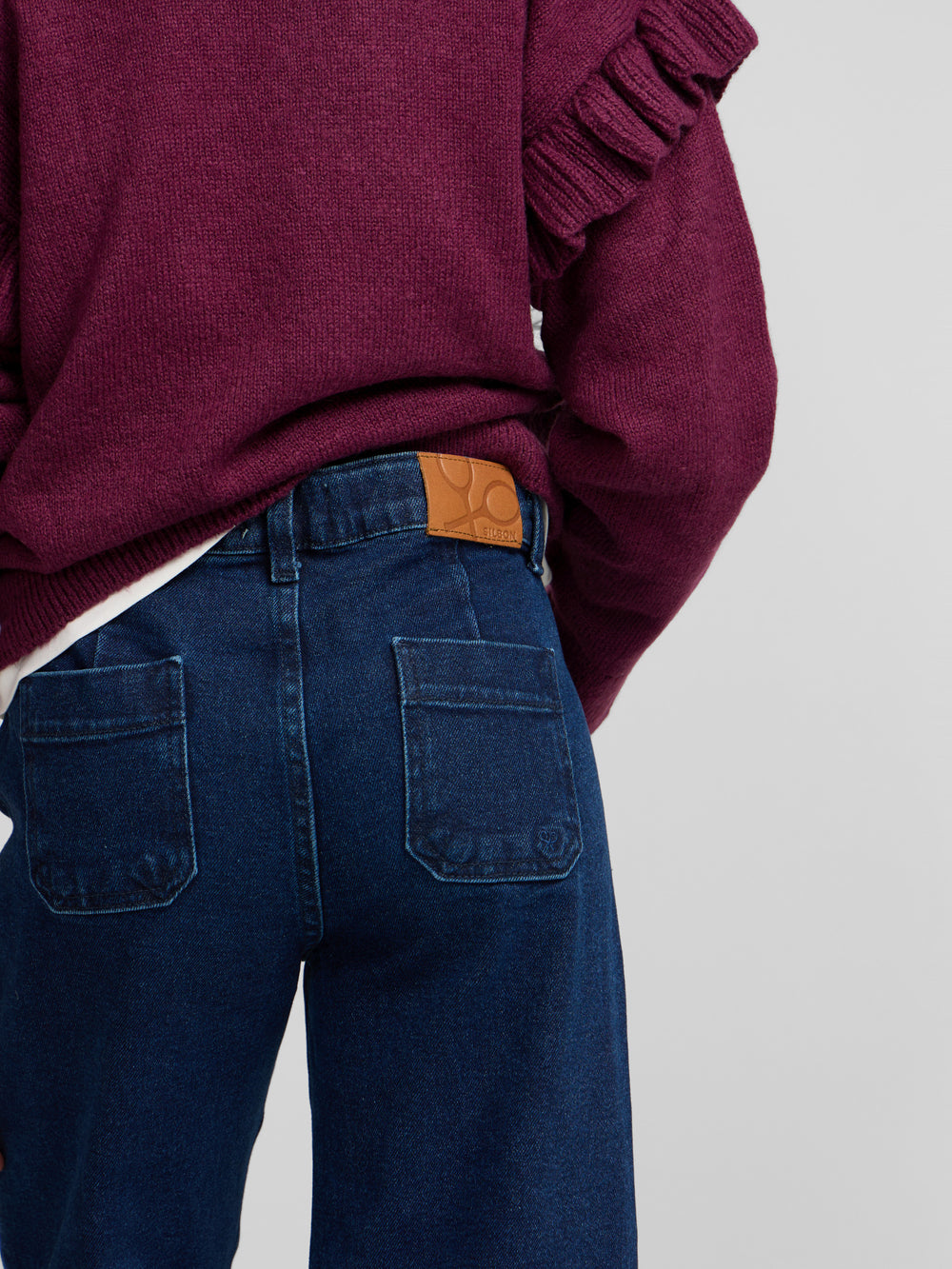 Pantalon girl bolsillo trenza denim oscuro