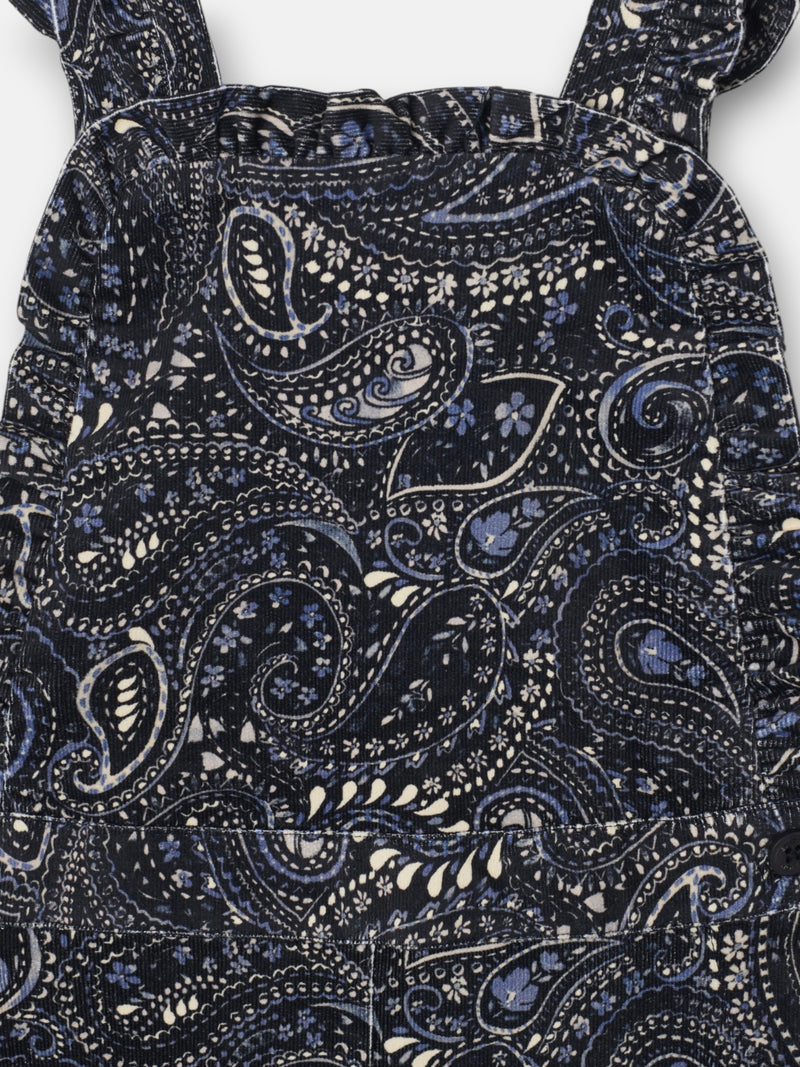 Peto de menina em micropana estampado paisley azul