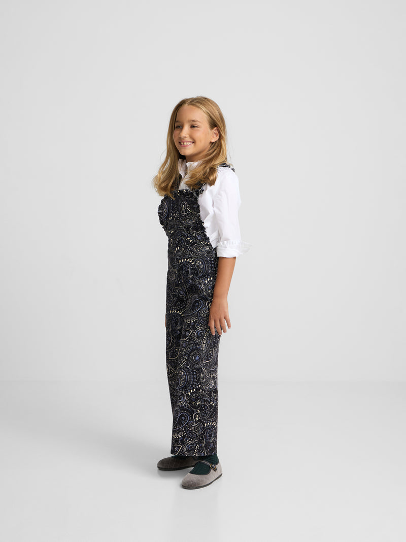 Peto de menina em micropana estampado paisley azul