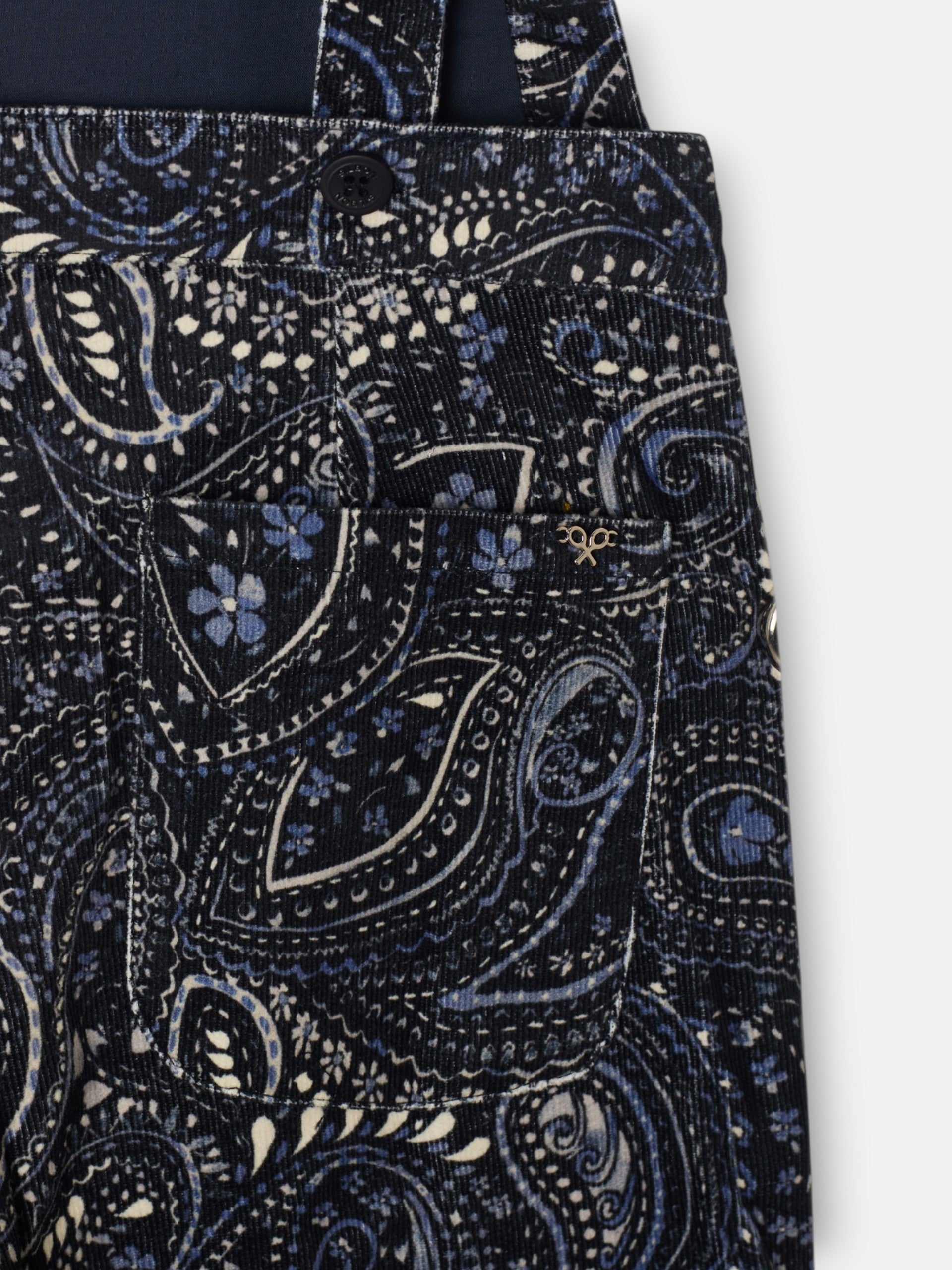 Salopette fille micropana imprimé paisley bleu