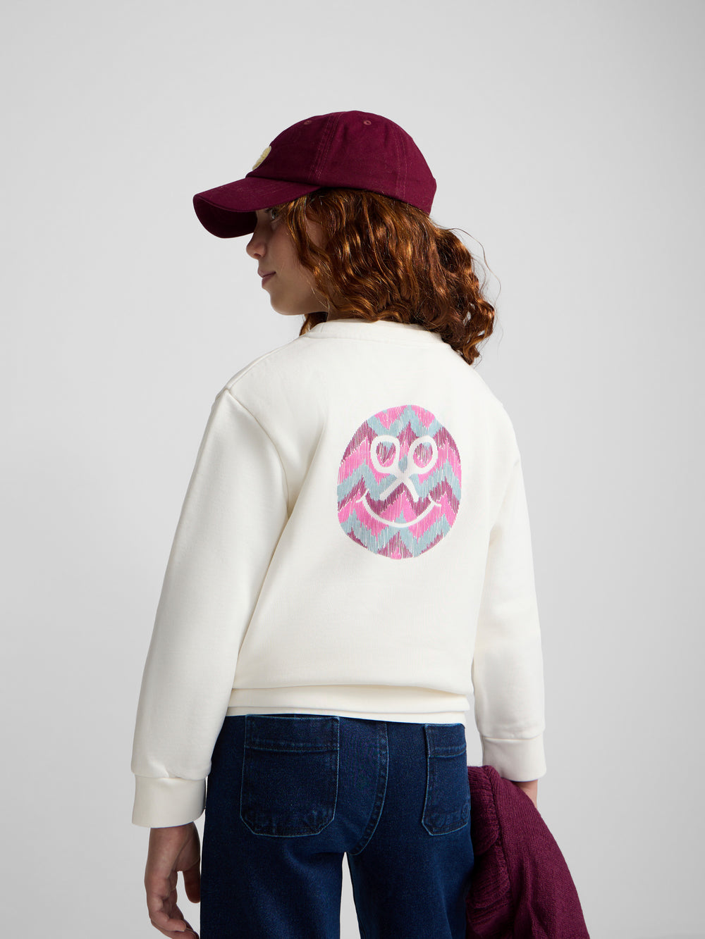 Sudadera girl silbon smile crudo