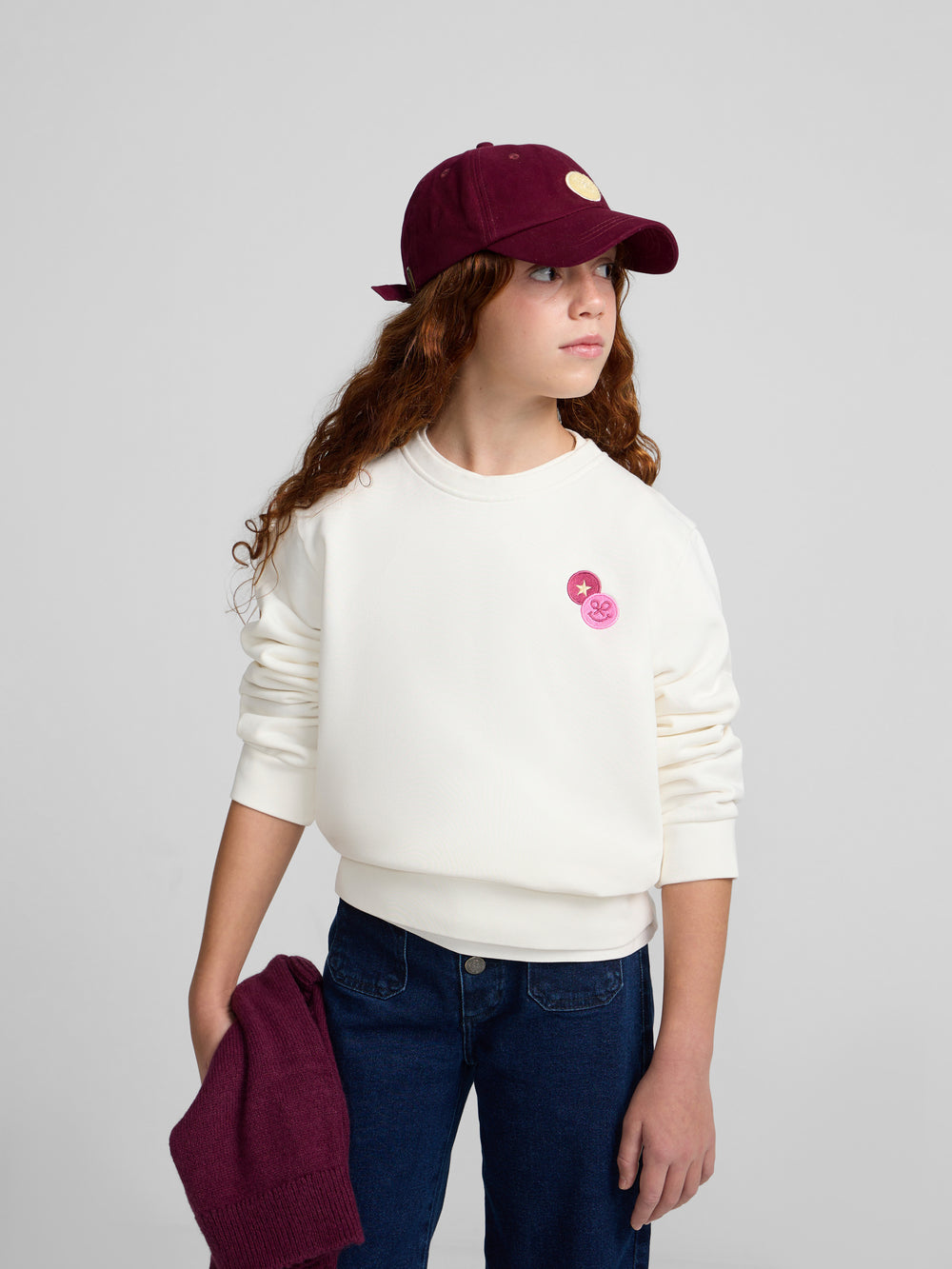 Sudadera girl silbon smile crudo